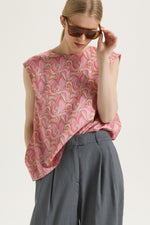 Load image into Gallery viewer, pink water print twill top
