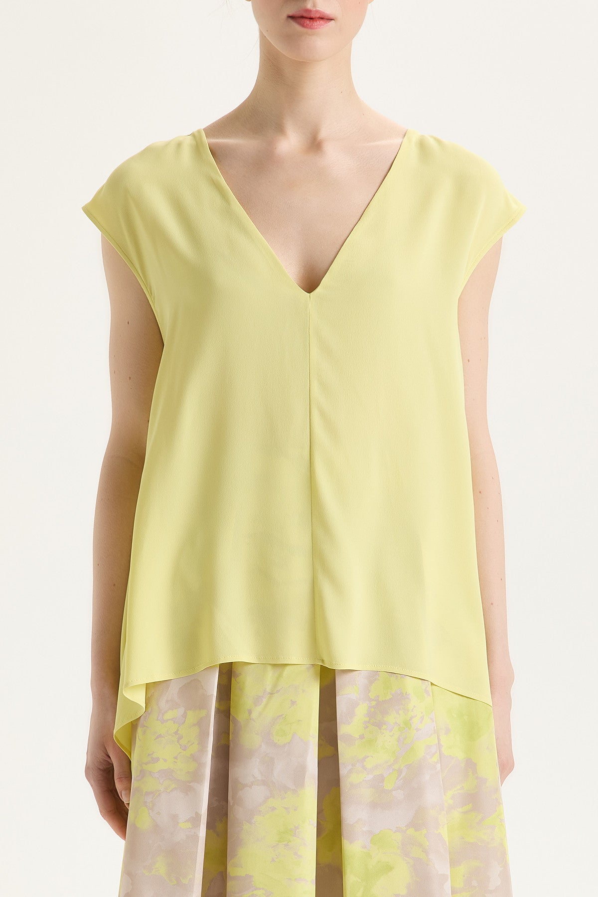 pale yellow crepe top
