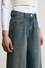 Carregar imagem no visualizador da galeria, ink blue Washed denim pants
