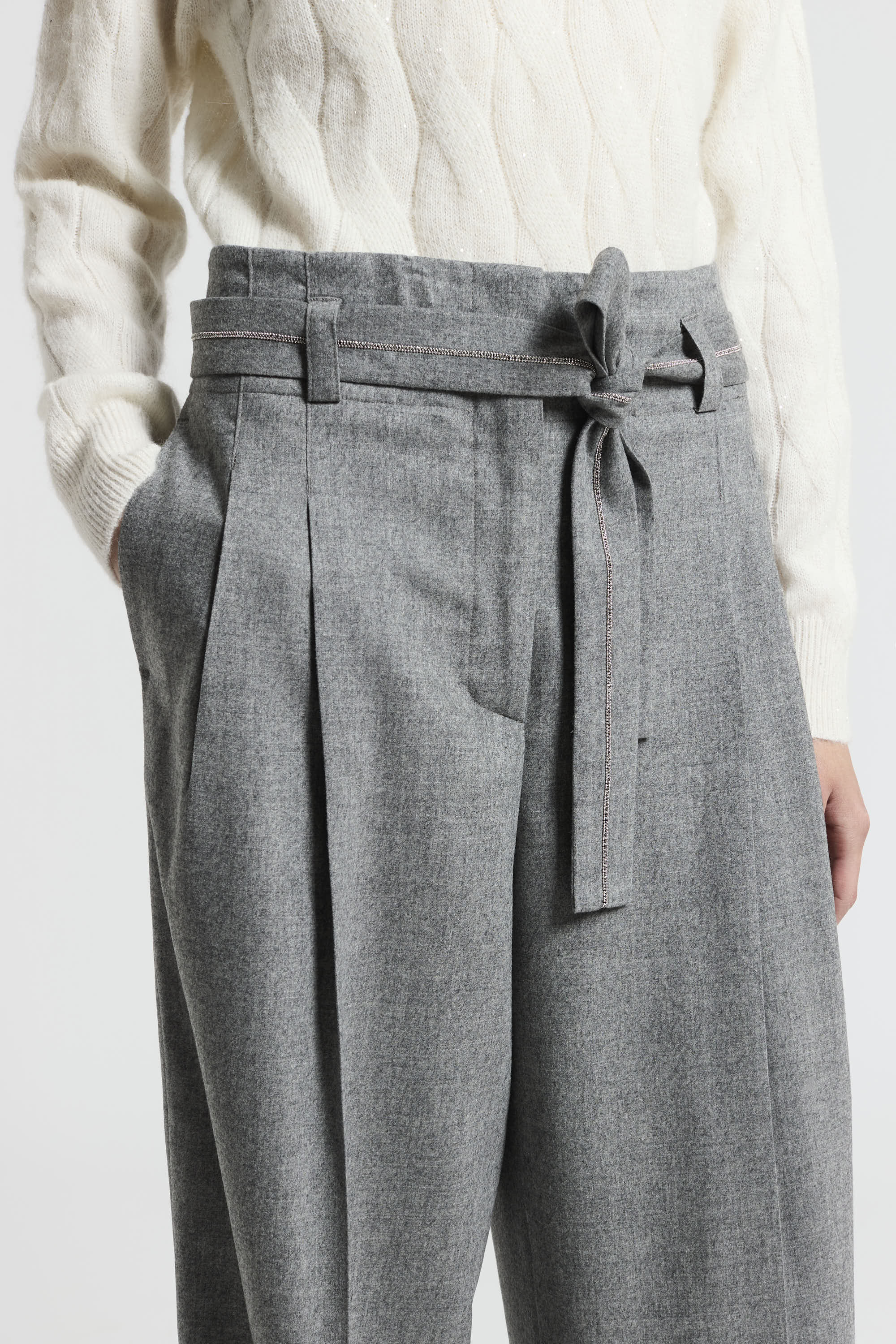 stone grey cashmere pants