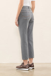 grey slate stretch cotton denim twill pants