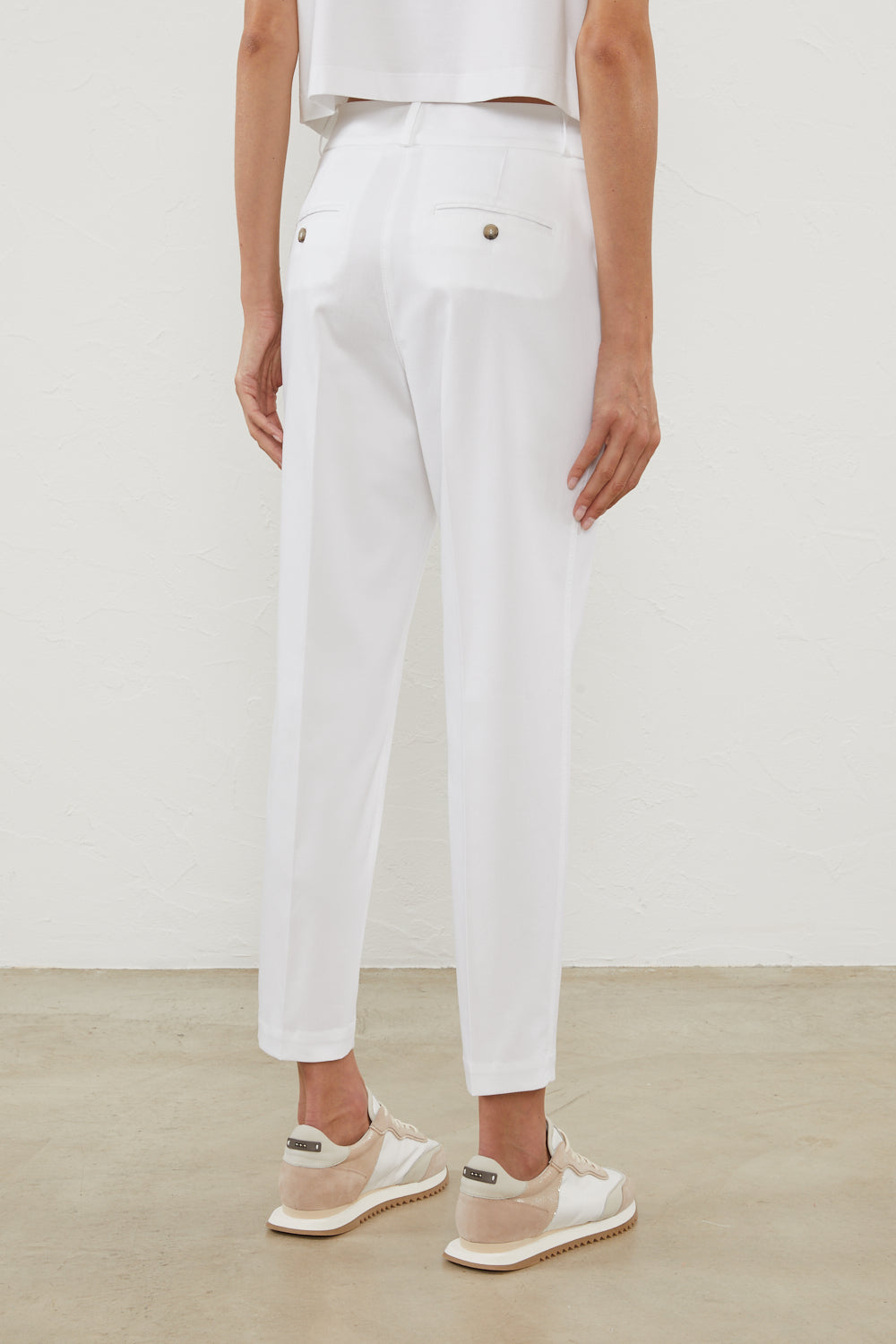 pure white cotton canvas pants