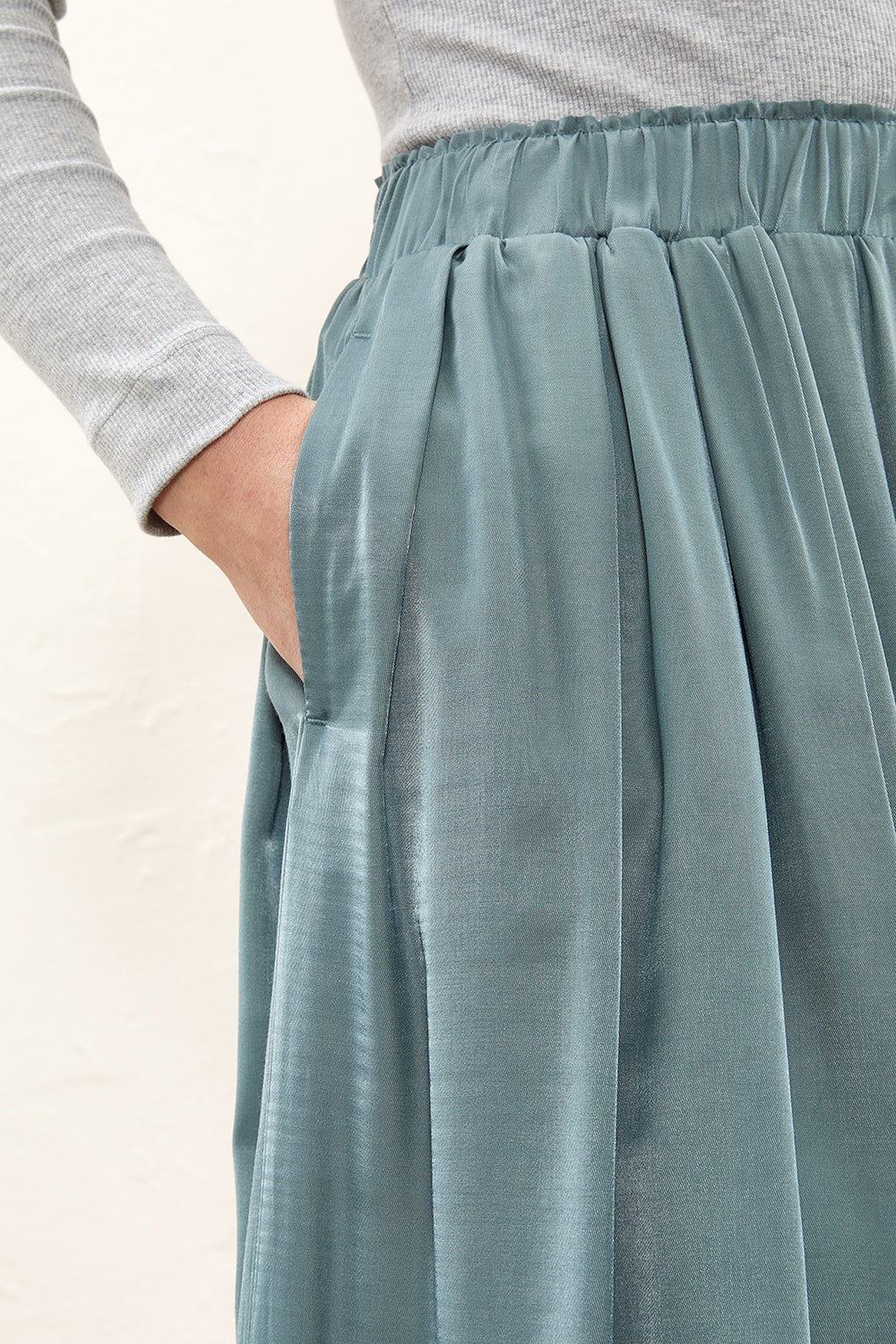 green zinc midi skirt