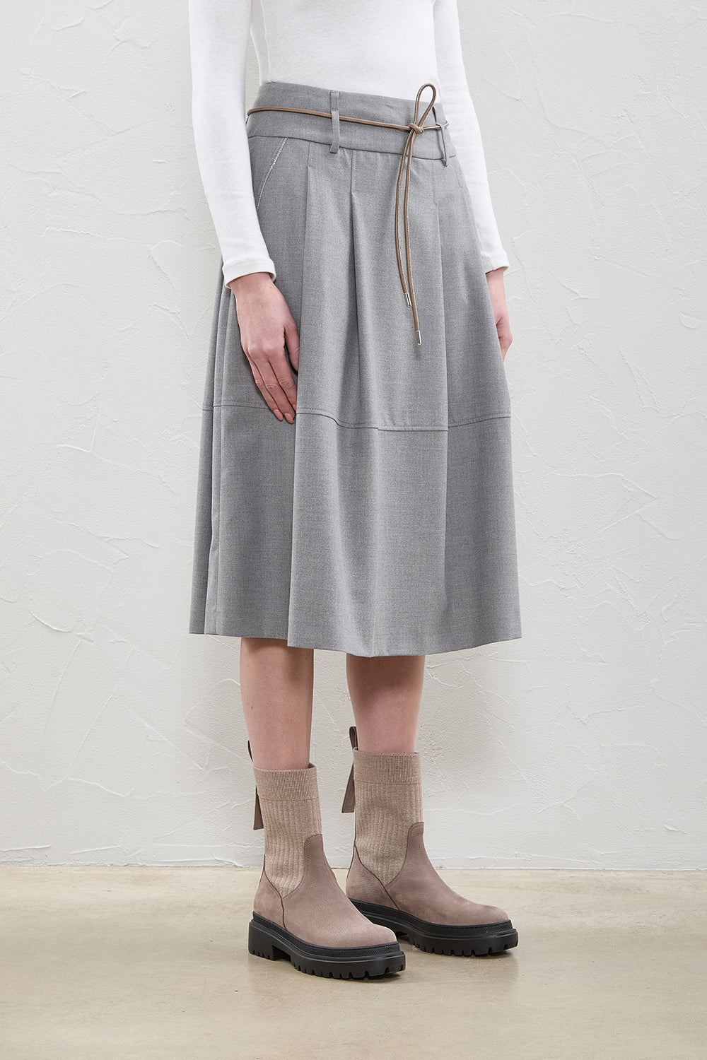 light grey midi skirt