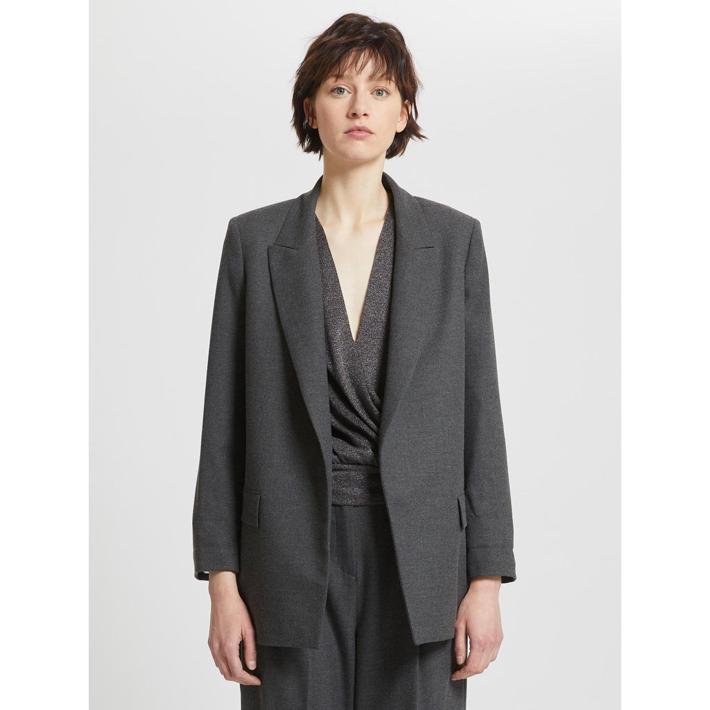 grey stretch flannel blazer