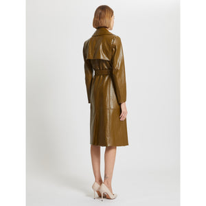 olive double-breasted trench coat