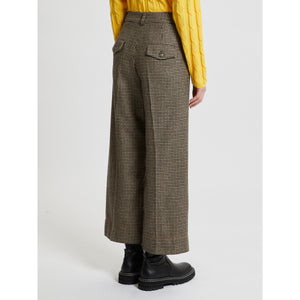 wool-blend flannel cropped trousers