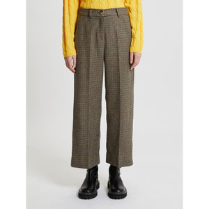 wool-blend flannel cropped trousers