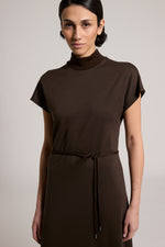 Load image into Gallery viewer, deep brown bi-material dress
