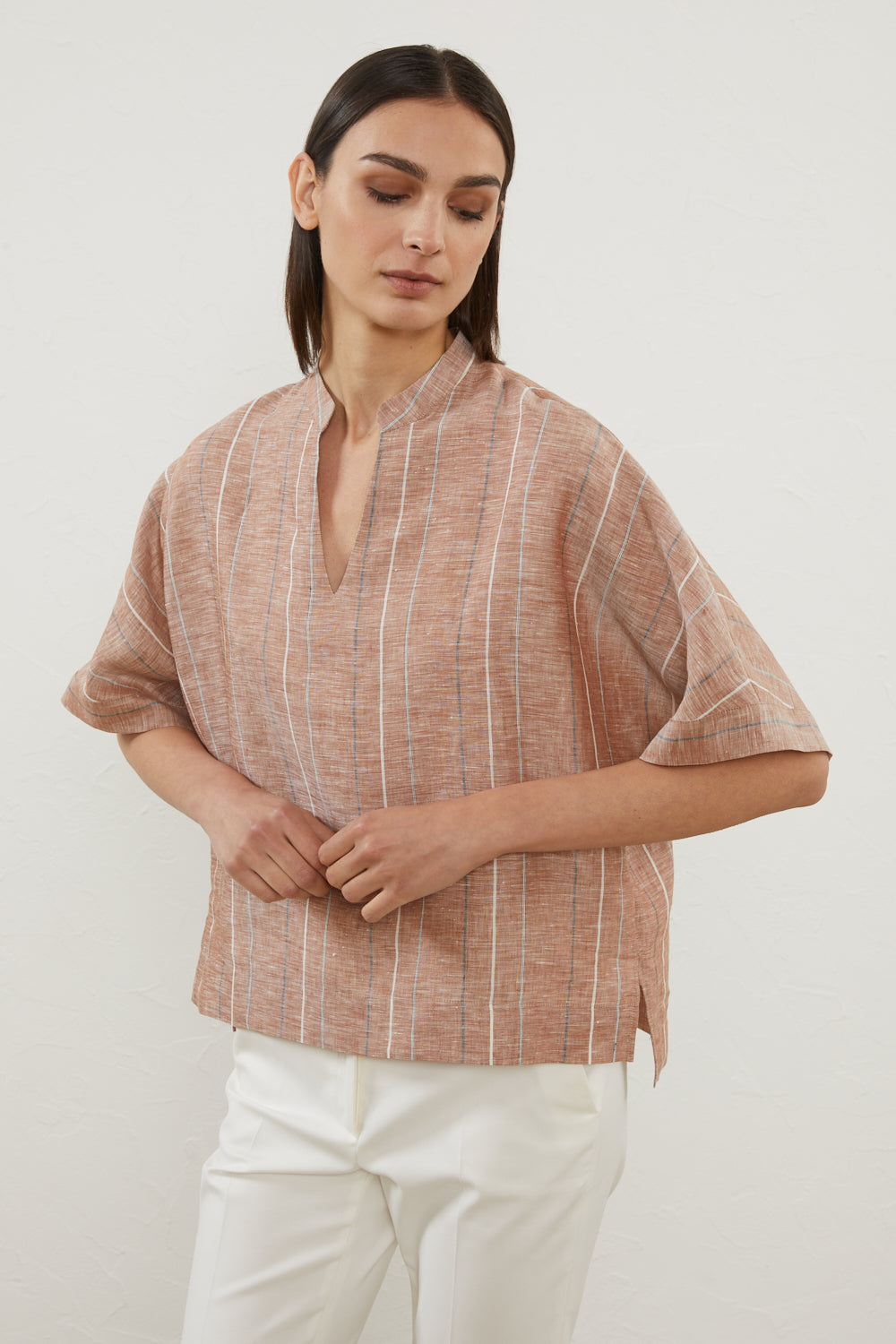 terracotta linen shirt