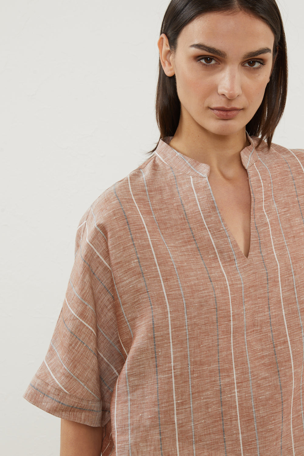 terracotta linen shirt