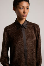 Carregar imagem no visualizador da galeria, deep brown Bi-material shirt
