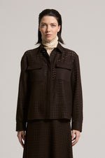 Load image into Gallery viewer, Deep Brown bi-material shirt
