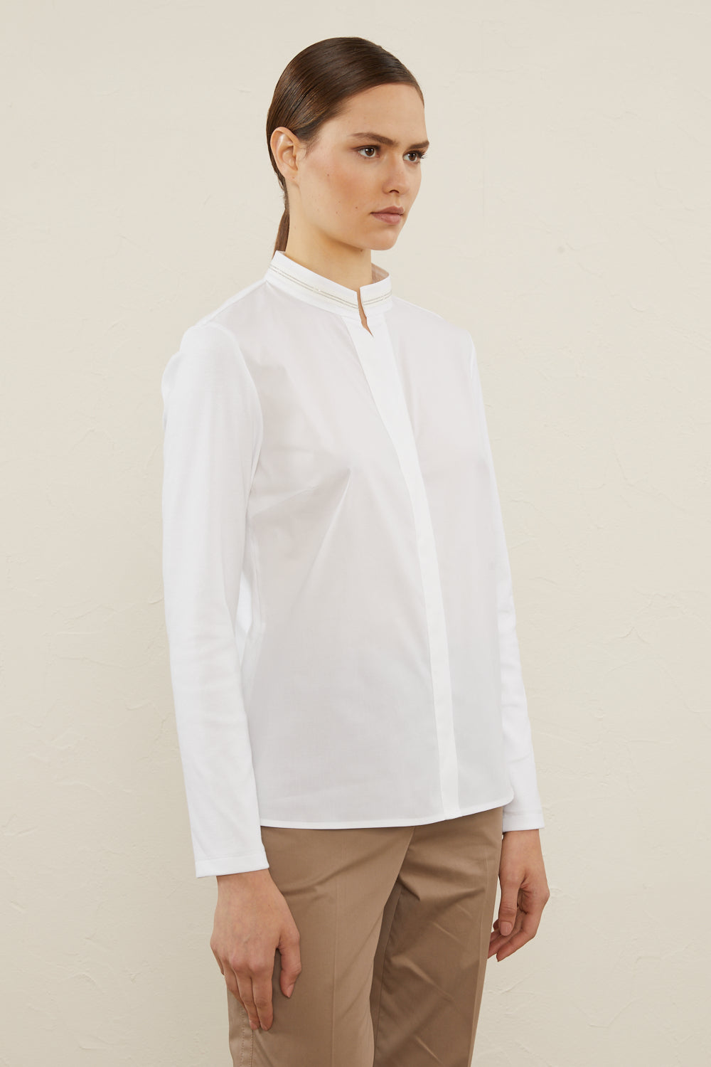 pure white mandarin shirt