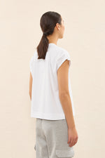 Carregar imagem no visualizador da galeria, white cotton t-shirt with tricot
