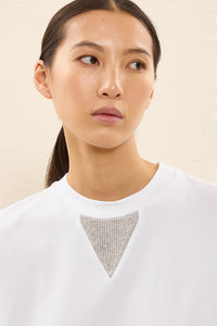 white cotton t-shirt with tricot