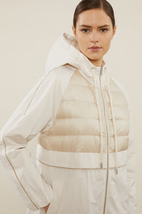 salty white bi-materical down jacket