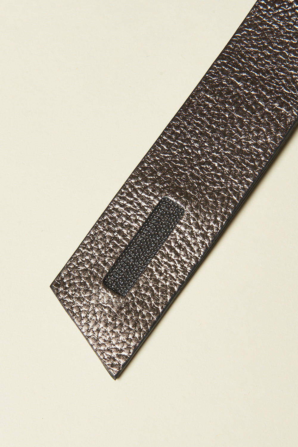 metalized brown leather belt