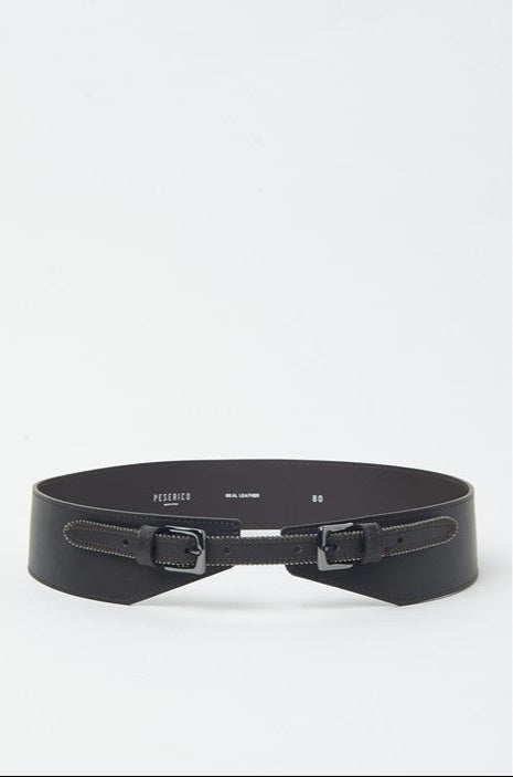 ebony brown leather belt corset