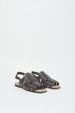 Load image into Gallery viewer, ebony brown Leather flap sandal
