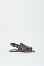 Load image into Gallery viewer, ebony brown Leather flap sandal
