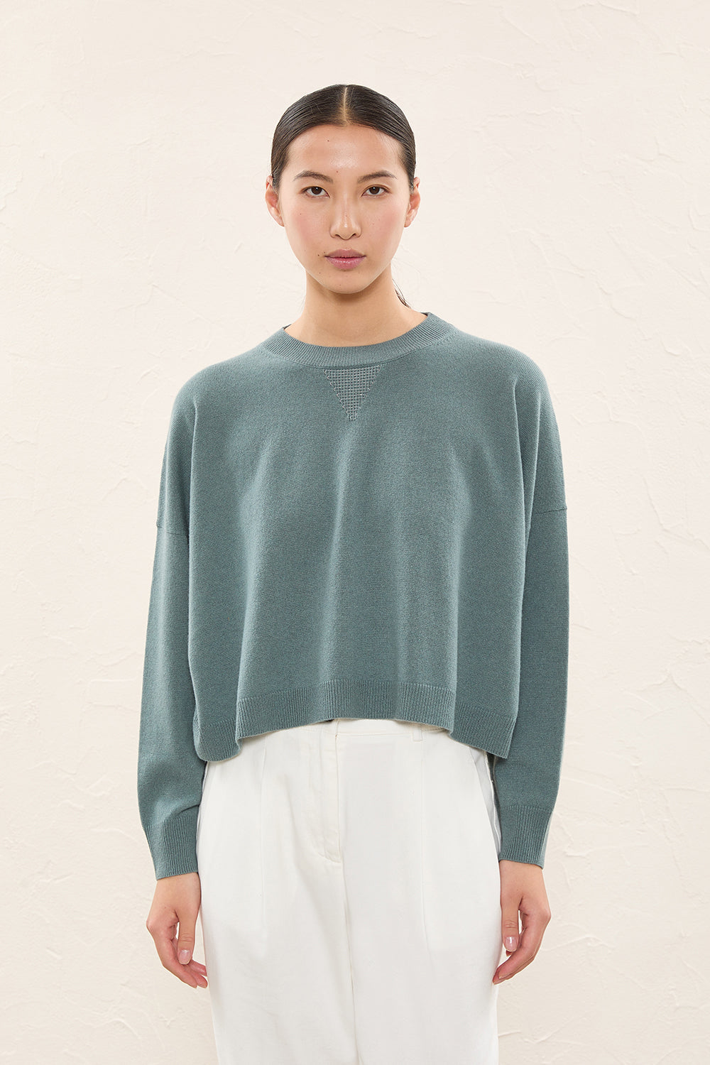green zinc knit sweater