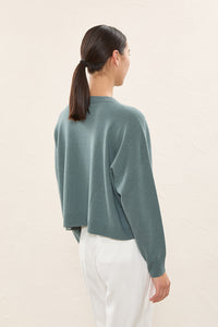 green zinc knit sweater