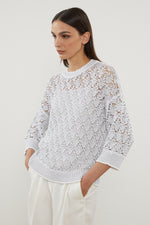Load image into Gallery viewer, white &amp; grey knit sweater
