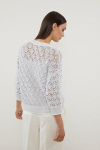 white & grey knit sweater