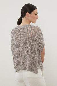 sepia & white knitted cape