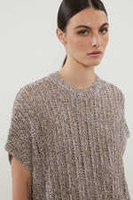 Load image into Gallery viewer, sepia &amp; white knitted cape
