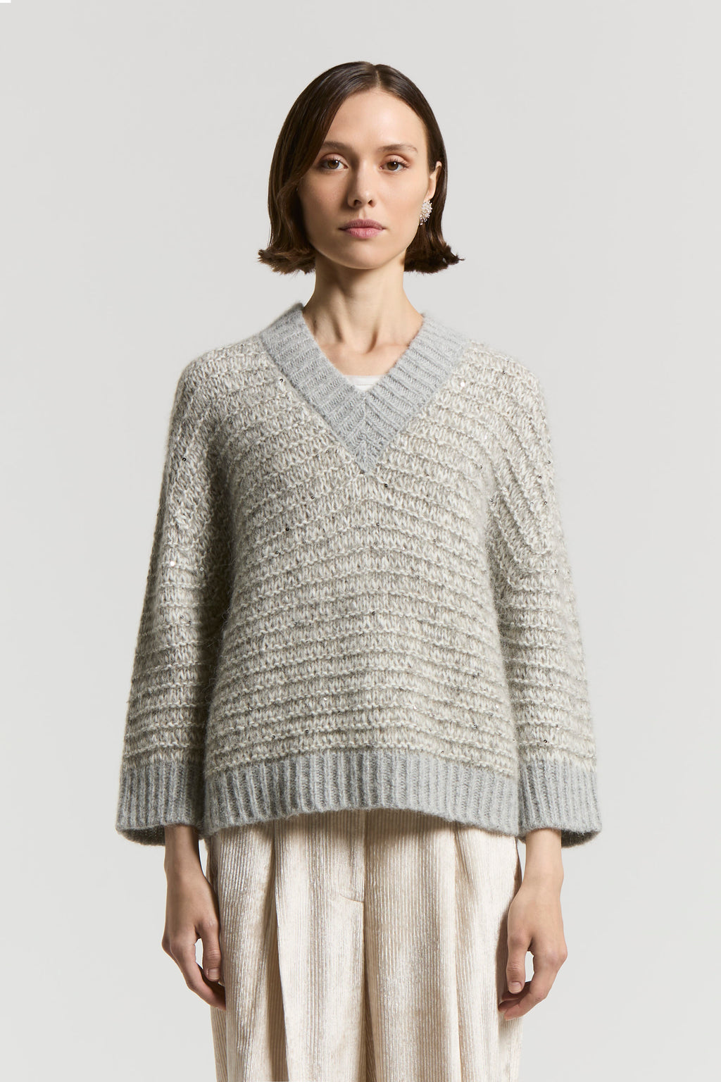 stone grey knitted cape