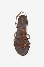 Carregar imagem no visualizador da galeria, bronze precious leather sandal
