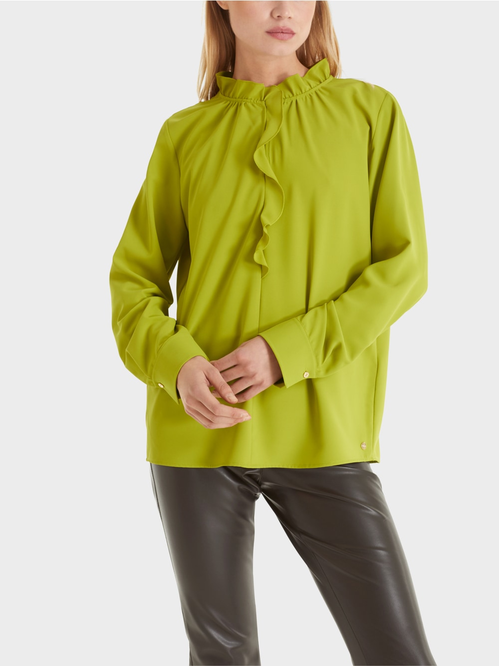 olive green flowing blouse
