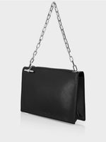 Load image into Gallery viewer, black recycled leather shoulder bag
