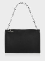 Load image into Gallery viewer, black recycled leather shoulder bag
