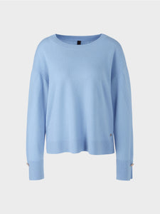 blue knitted jumper