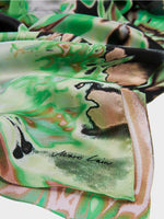 Load image into Gallery viewer, black &amp; green silk scarf
