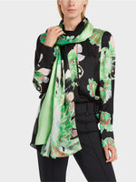 Load image into Gallery viewer, black &amp; green silk scarf
