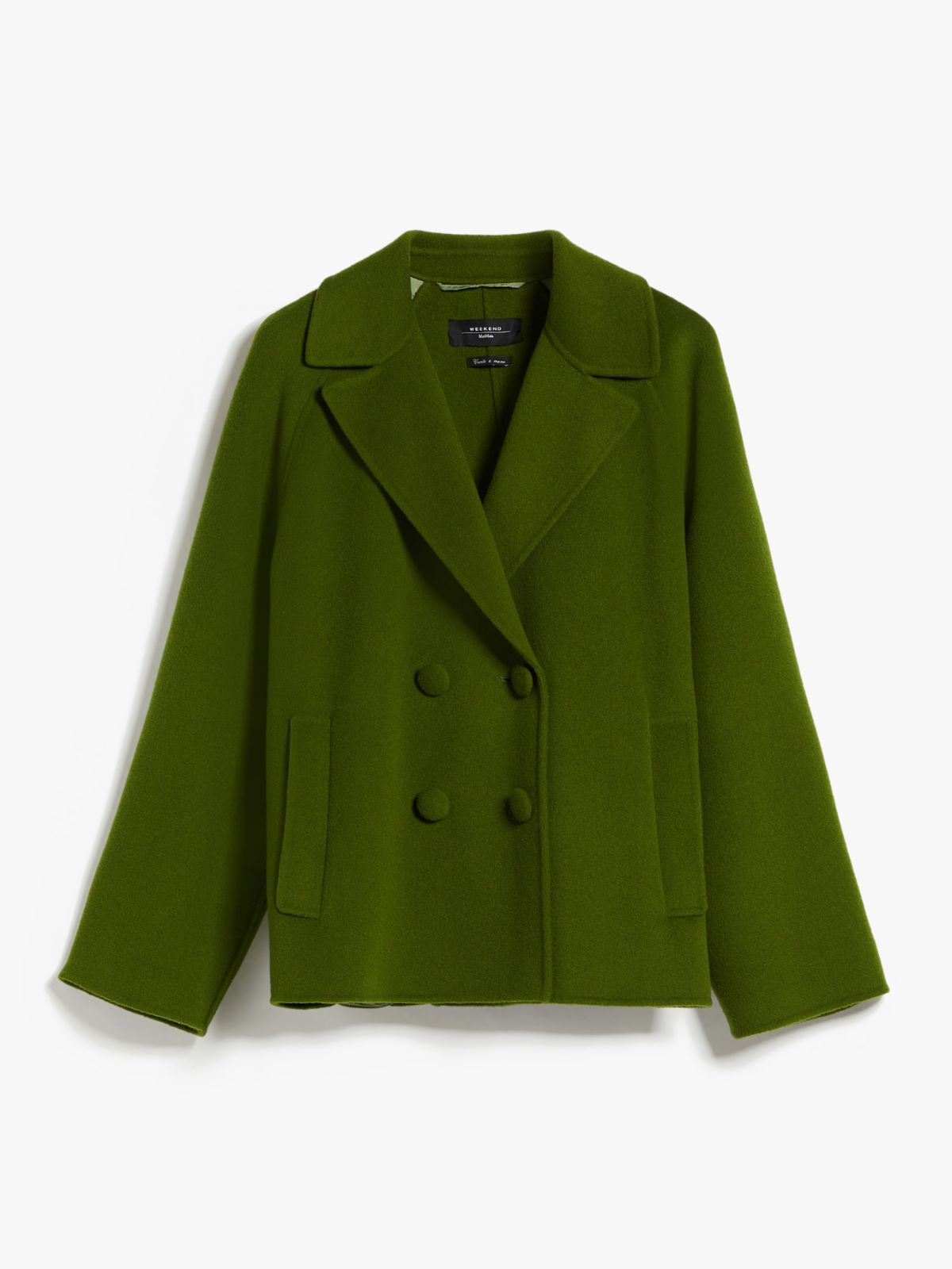 green double-breasted jacket