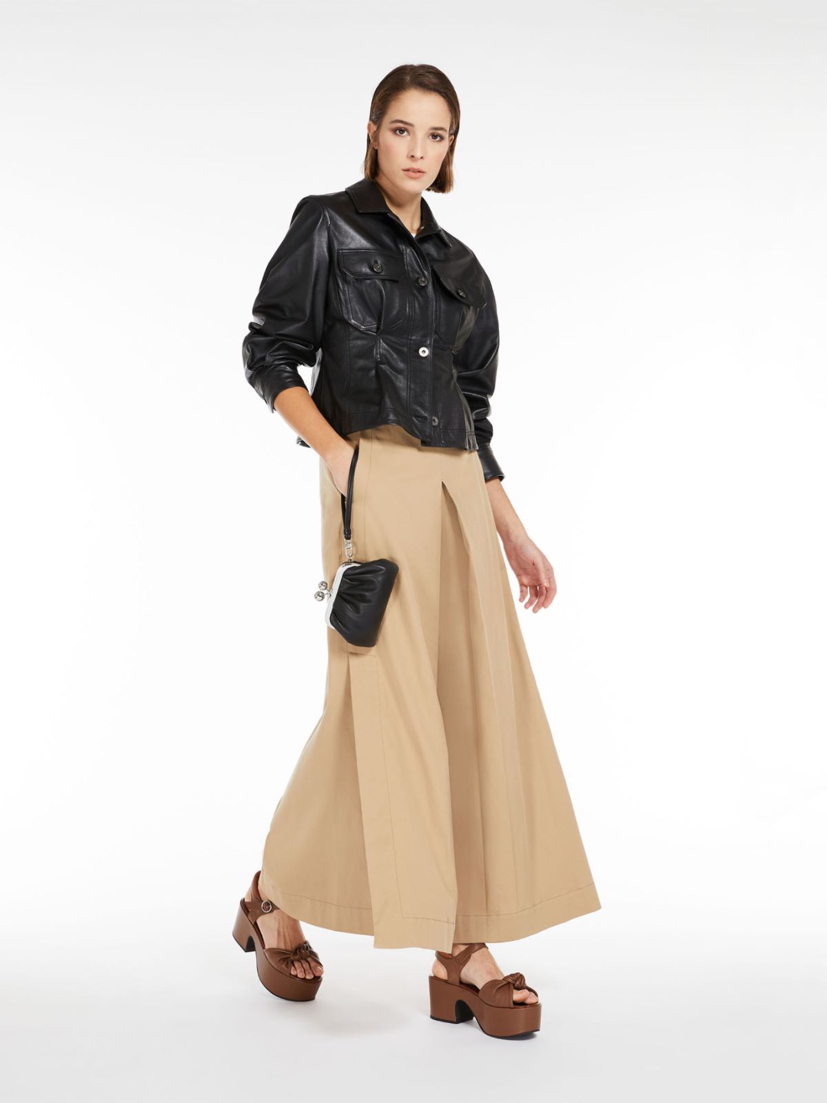 wide leg sand trousers