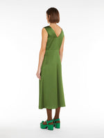 Load image into Gallery viewer, green flared satin dress
