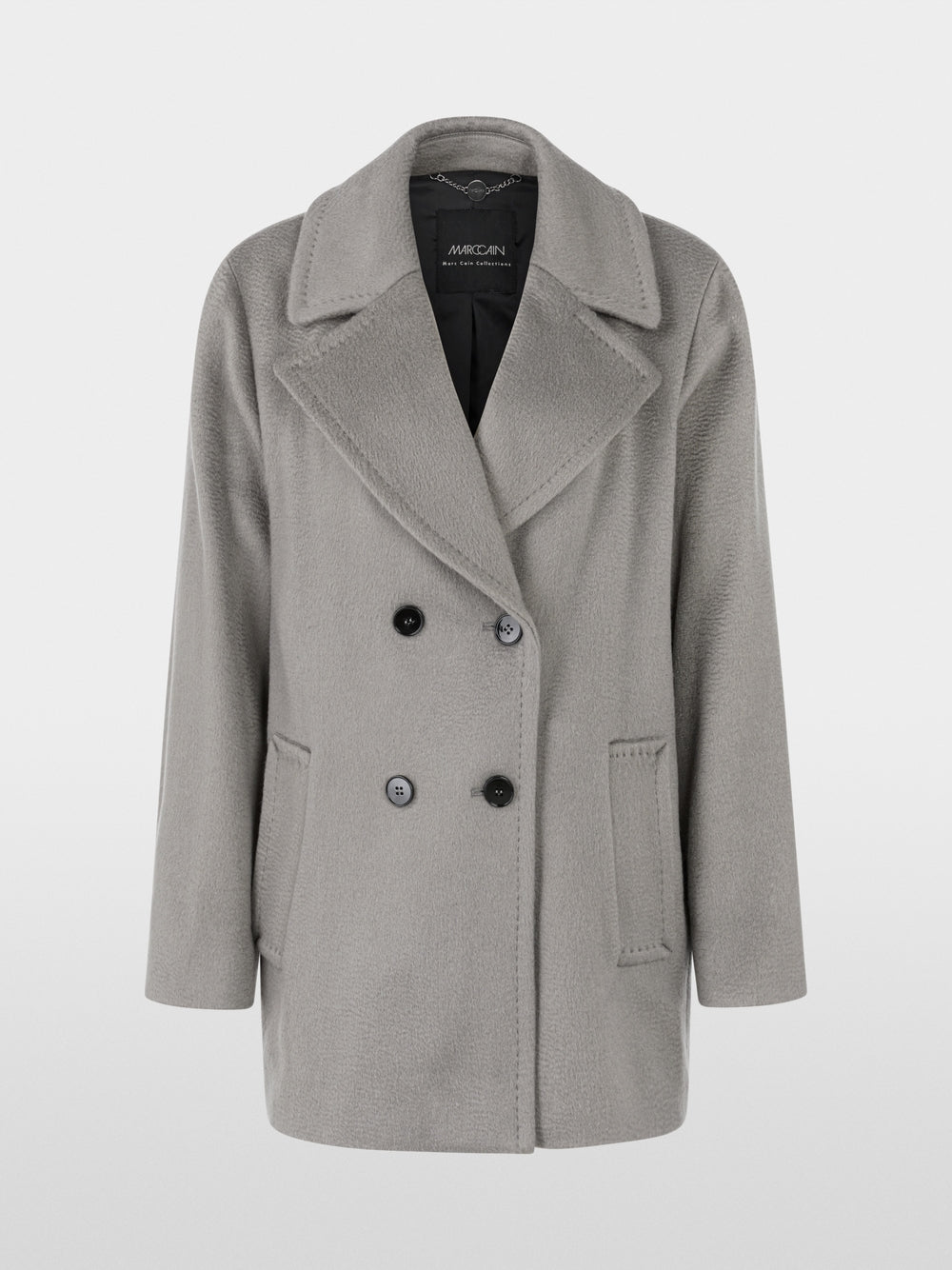 soft charcoal double-breasted wool coat