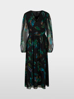 Carregar imagem no visualizador da galeria, dark jade green dress with feather print
