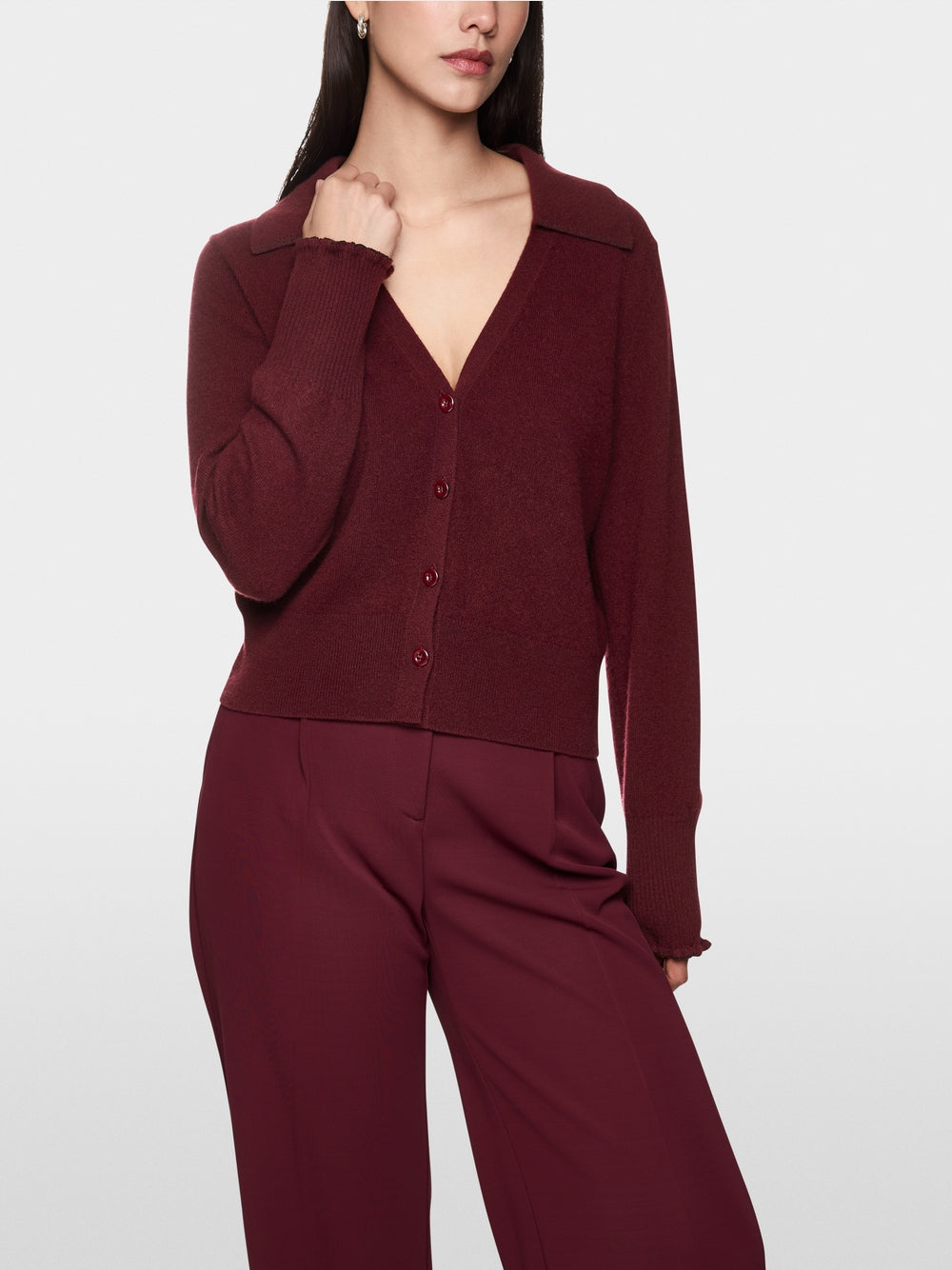 red wine cashmere cardigan