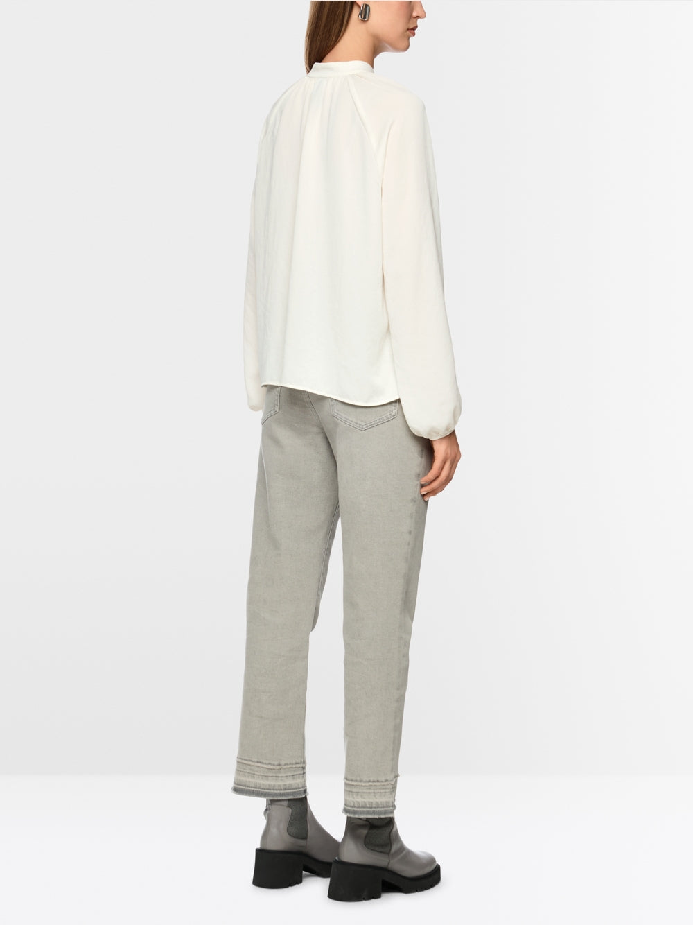 off-white stand-up collar blouse