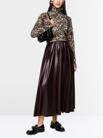Carregar imagem no visualizador da galeria, dark wood pleated skirt

