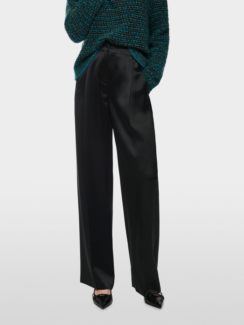 black WASCO satin trousers