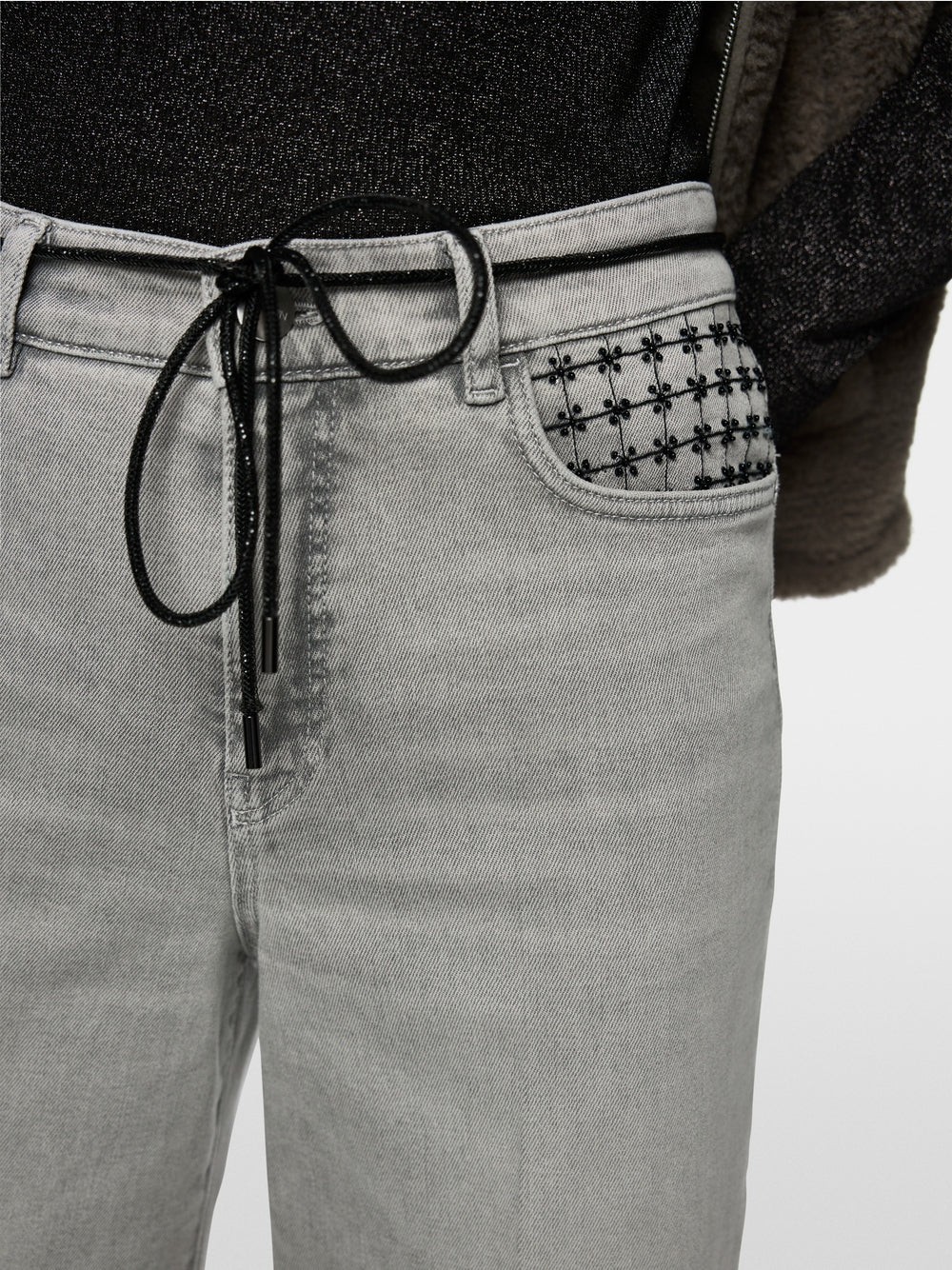 grey jeans in wide fit