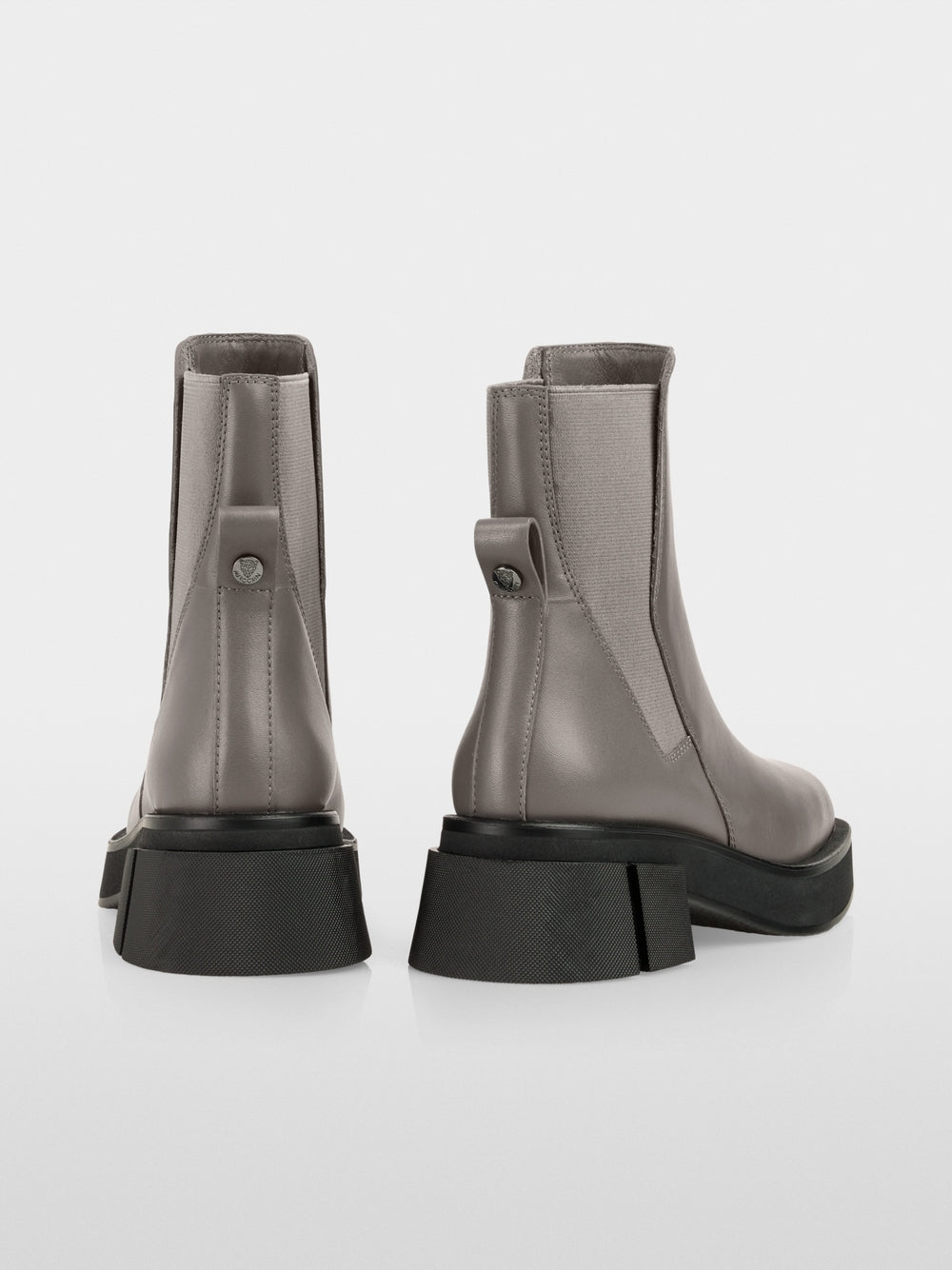 soft charcoal chelsea boots with block heels